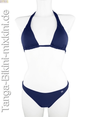 Bikini Neckholder Tanga Set dunkelblau