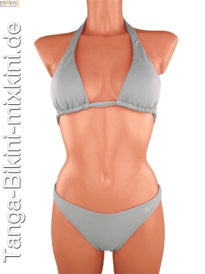 Bikini-Neckholder-Tanga-Set Silber-grau