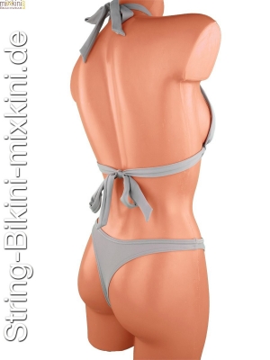 Bikini-String-Neckholder-Set silber-grau