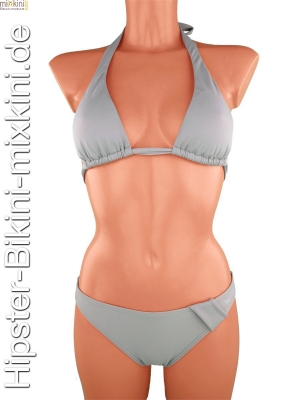 Bikini-Hipster-Neckholder-Set silber-grau