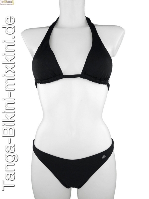 Bikini-Neckholder-Tanga-Set schwarz