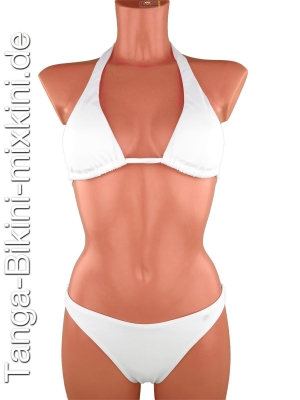 weißes Bikini-Neckholder-Tanga-Set