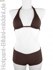 Bikini-Hotpants-Neckholder-Set dunkelbraun